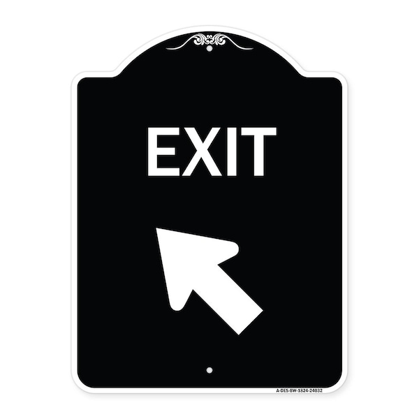 Exit Exit with Left Arrow Heavy-Gauge Aluminum Architectural Sign, 24" H, 18" L, BW-1824-24032